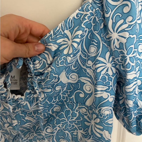Floral Blue Puff Sleeve Top - Picture 5 of 8